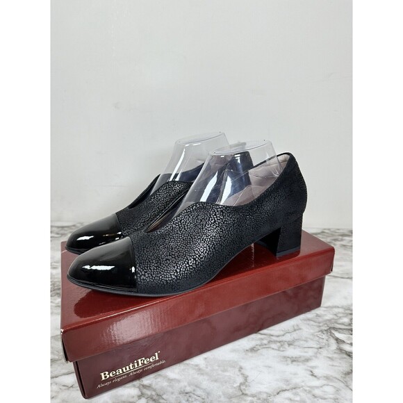 BeautiFeel Meryl Cap Toe Suede + Leather High Heels Pumps NEW Black Size EU41 - Picture 8 of 12